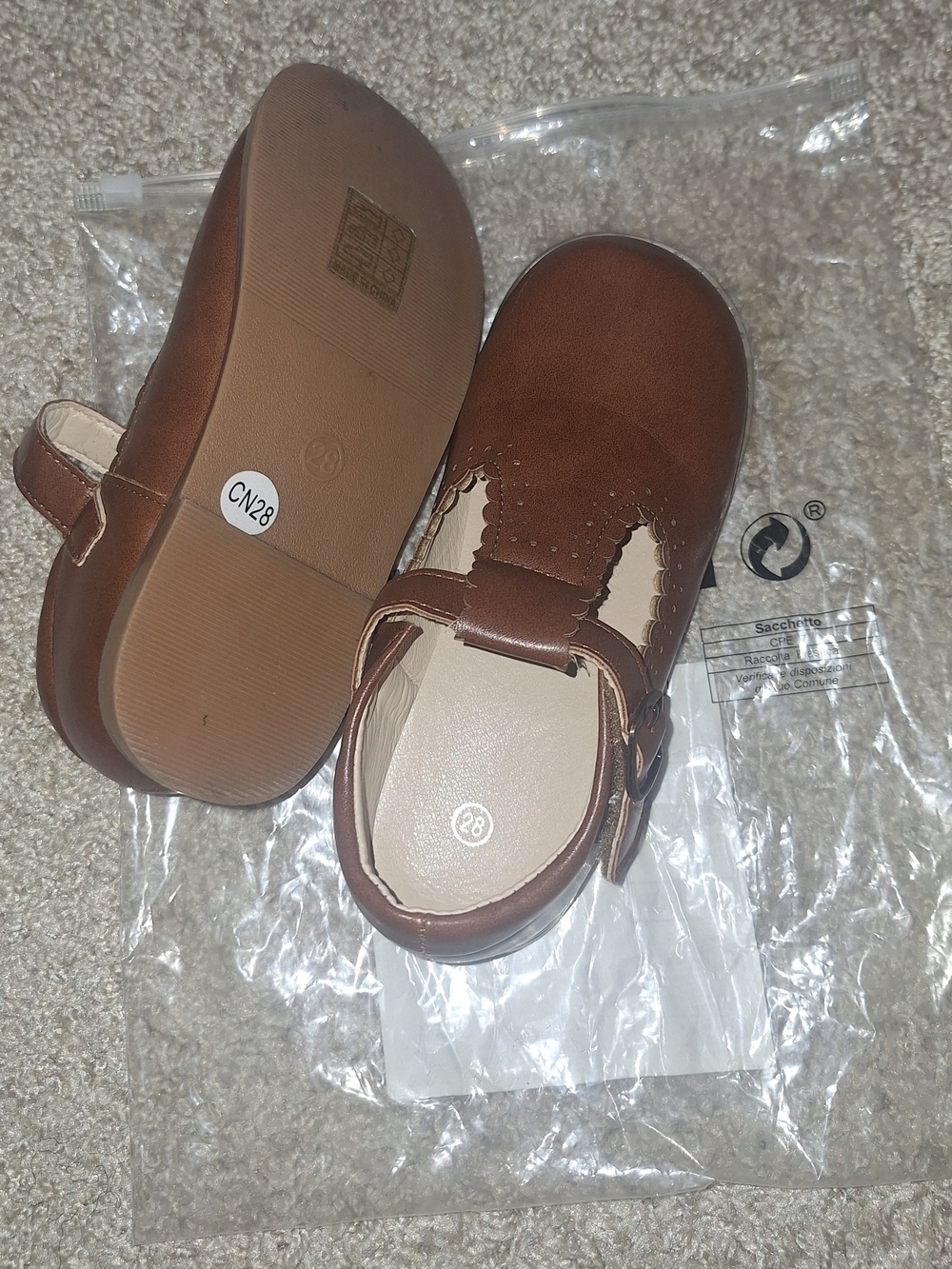 Mary Jane Kids Tan Brown Dress Shoes with Buckle